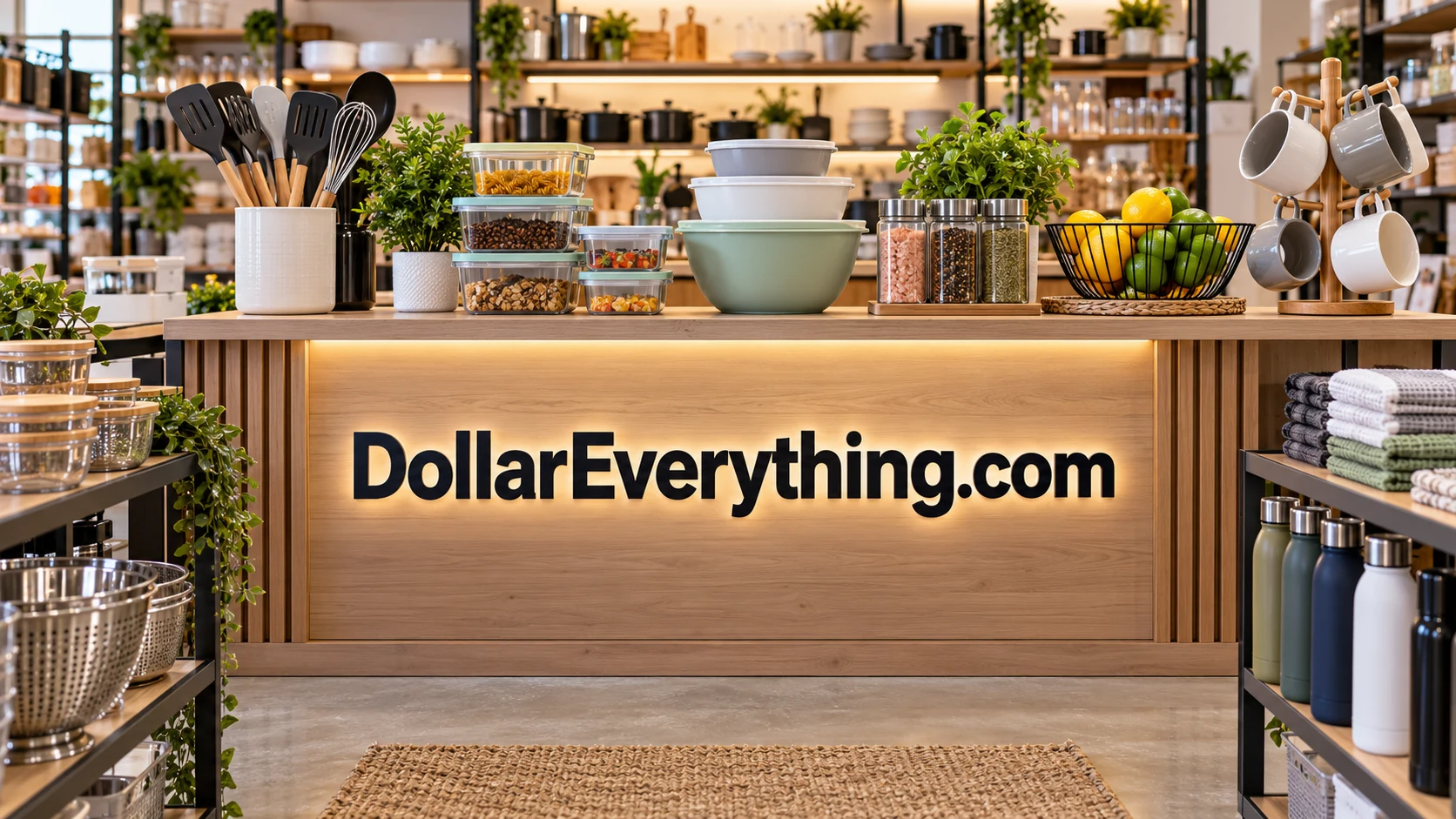 Everyday household products arranged for a focused discovery collection, branded DollarEverything.com